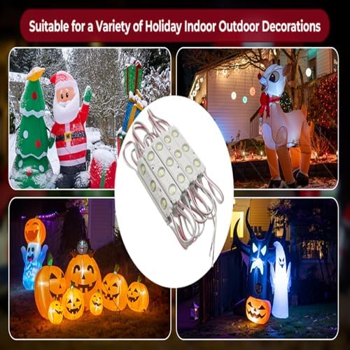 LED Module,Replacement Lights For Inflatables White 20pcs 9.8 Ft 5730 SMD 150LM Per LED Module IP65 Waterproof Christmas Inflatables Light for Letter Sign with Tape Adhesive Backside (White Light)