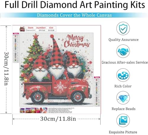 ARPADAMO Christmas Diamond Art Kits for Adults,5D Christmas Gnomes Diamond Art for Beginners,DIY Full Drill Diamond Painting Kit,Home Wall Decor Winter Diamond Painting (11.8x11.8 Inch)