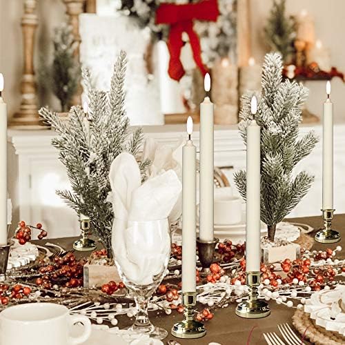Wondise Flameless Window Candles with Timer & Remote, 10" Battery Operated 3D Wick LED Flickering Window Candles for Christmas Decoration, Removable Gold Holder and Suction Cups Included(6 Pack)