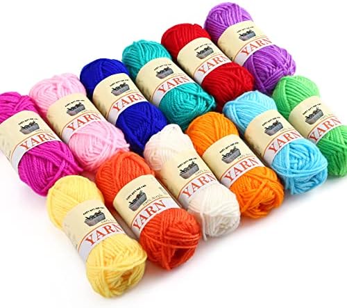 Yinsun 12 Christmas Skeins Acrylic Yarn Mini Craft Yarn 100% Acrylic Yarn for Crocheting, Starter Crochet Bulk Yarn for Child, Adult Knitting Crochet & Crafts (12 x 15g)
