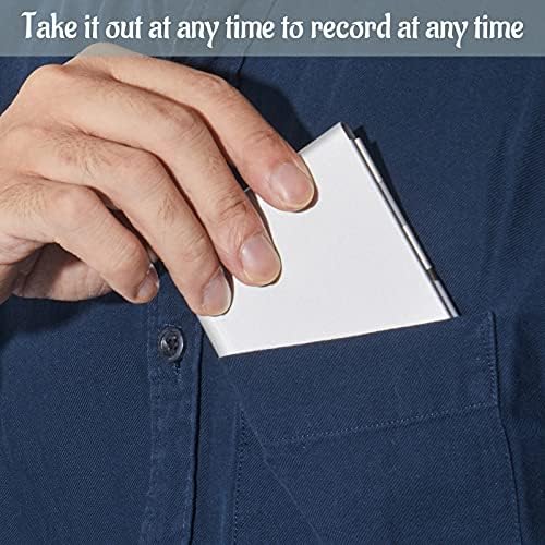 2 Pieces Metal Pocket Notebook with Pen and Refillable Paper, Aluminum Flip Mini Notepad Holder, Small Journal with Pen Holder for Office Supplies Christmas gifts(Black, Silver)