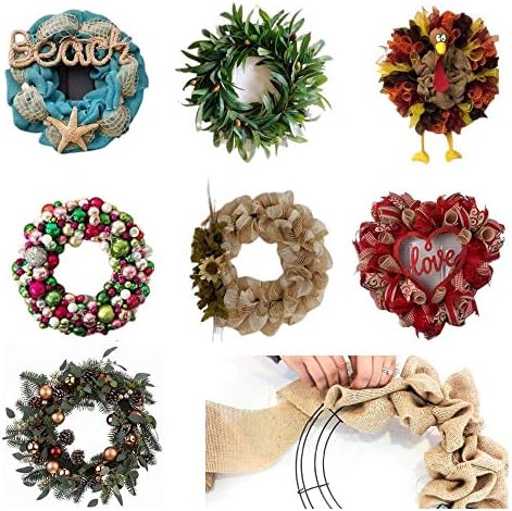 14 Inch Metal Wire Wreath Green Christmas Round Wire Frame Form Hanger Green 14 Inch Pack of 2