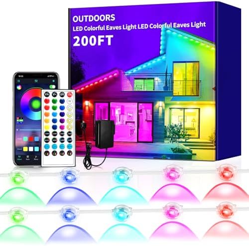 200ft Permanent Outdoor Light,RGB Eaves Lights with App Control Remote,DIY IP67 Waterproof led Lights,Outside Light for House,Halloween,Roof,Garden,Christmas Decorations