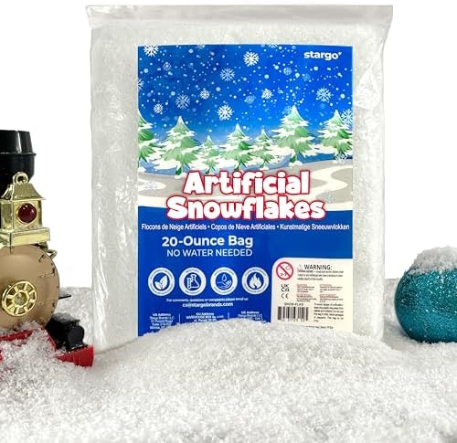 Artificial Snow 20 Ounces Christmas Tree Snow Decoration Fake Snow for Holiday Décor, Winter Displays, Christmas Village - Sparkling White Dry Snow for Flocked Christmas Trees Snowflakes, Snow Crafts