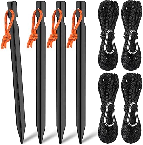 12 Pcs Inflatable Stakes and Tethers - Heavy Duty Aluminum String 7" Rope Spikes With Hook - Replacement Accessories for Halloween Christmas Garden Lawn