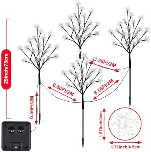 4-Pack 80LEDs Solar Christmas Snowflake Stake Lights, 8 Modes Solar Snowflake Christmas Decorations Outdoor Lights, Waterproof Outdoor Xmas Decorations for Garden Yard Pathway Walkway