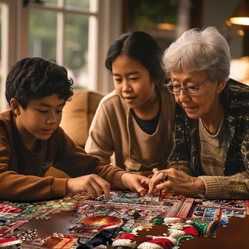 White Mountain Christmas Puppies Puzzle 1000 Piece Winter Holiday Jigsaw Puzzles for Adults Families and Grandparents