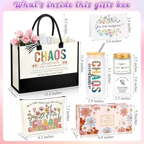 Chaos Coordinator Gifts, Boss Gifts for Women, Administrative Professional Day Christmas Coworker Appreciation Gift Ideas for Social Worker Boss Lady Coworker Manager Basket Set of 5