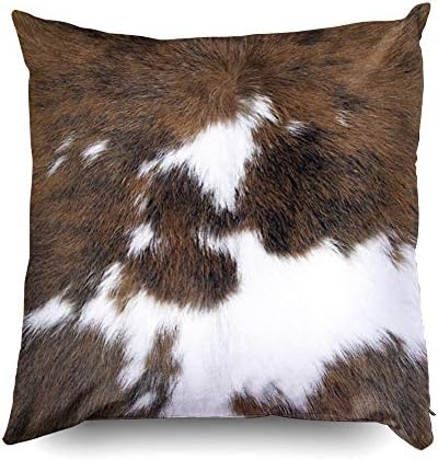 TOMWISH Pack of 2 Throw Pillow Covers Christmas Cowhide Printing Western 18x18 Pillow Cover,Decorative Throw Pillows Cushion Covers for Home Living Room Sofa Bedroom