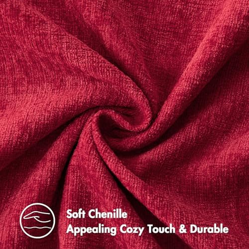 Woaboy Pack of 2 Red Pillow Covers 20x20 Inch Christmas Soft Chenille Couch Throw Pillows Solid Color Cushion Covers Home Decoration for Spring Sofa Living Room