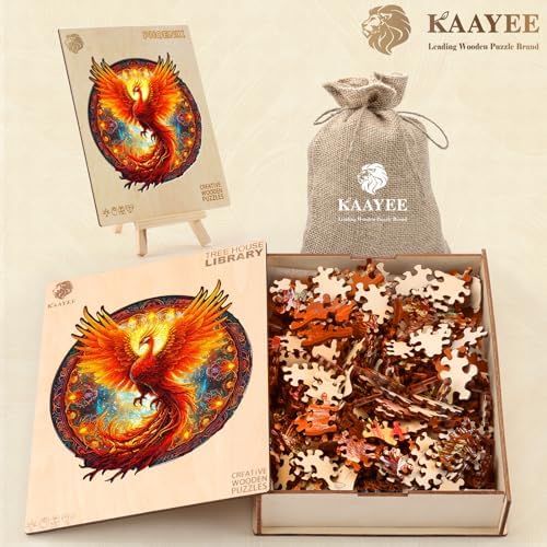 KAAYEE Wooden Jigsaw Puzzles-Wooden Puzzle for Adult Unique Shape Advanced Phoenix Wood Puzzle Adults, Fathers Mother Gifts Christmas Family Puzzles 8.5 * 7.9in 100pcs