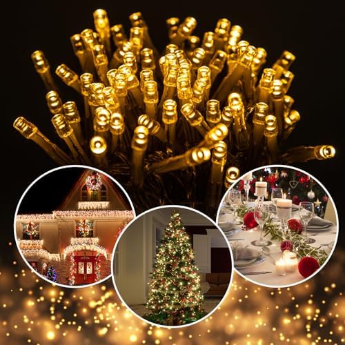 2 Pack Extra-Long 76FT 200 LED Plug in String Lights with Remote & Timer for Wedding Graduation Christmas Garden Tree Patio Porch Party Decorations,Dimmable,Connectable - Warm White