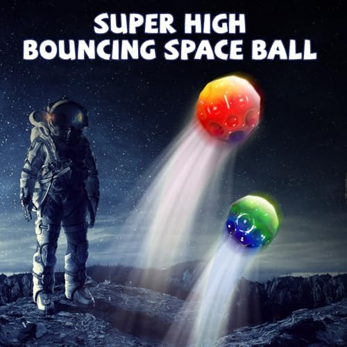 Space Moon Bouncy Ball - Moon Shape High Bouncing Ball for Hand-Eye Coordination - Ideal for Athletes - Great for Christmas, Halloween, Summer Camp, Easter