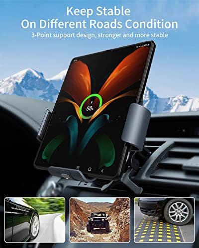 Wireless Car Charger for Samsung Galaxy Z Fold 7/6/5/4/3, Dual Coils，Fast Charging Phone Car Mount for Christmas, Auto-Clamping Air Vent Dashboard Car Phone Holder for Galaxy Z Fold/Note