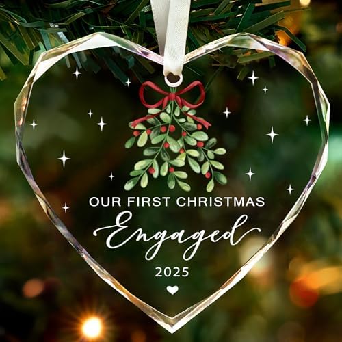 Engagement Gifts for Couples,First Christmas Engaged Ornament 2025 - Engagement Gifts for Women Glass Engaged Christmas Ornament
