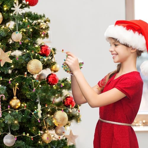 Jansun 32.8 Feet Dollhouse Fake Lights String, Miniatures Dollhouse Christmas Lights String Decorations for Doll House Miniature Furniture Crafts Accessories Christmas Holiday Wedding Party Decor