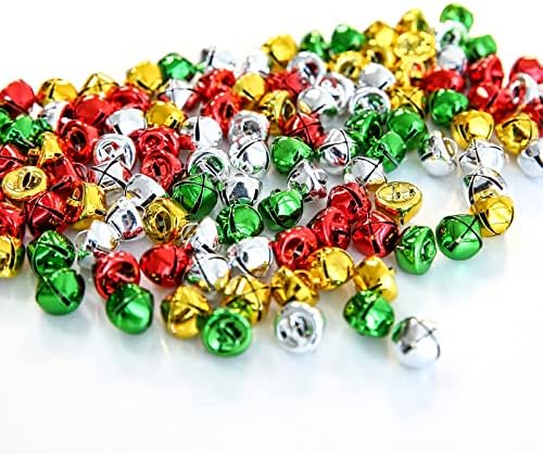 120 Pcs Christmas Jingle Bells 0.5 Inch, 4 Colors Mixed Mini Craft Jingle Bells Colorful Metal Bells for Wreath Holiday Home and Christmas DIY Decoration (4 Colors, 0.5 inch)
