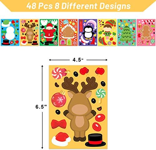 Ceiba Tree 48 Pcs Christmas Stickers Make Your Own Christmas Sticker Sheets for Kids Home Classroom Party Favor Art Craft School Rewards