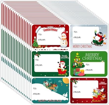 120 PCS Christmas Tags Stickers, Merry Xmas Gift Tags & Labels Christmas Stickers Labels