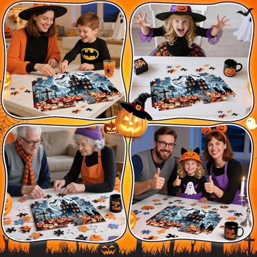 1000 Piece Halloween Puzzles for Adults Kids: Haunted House Mansion Puzzle Party Game Toy Gifts for 3+ Years Old Boys Girls Halloween Nightmare Before Christmas Jigsaw Puzzle for All Ages
