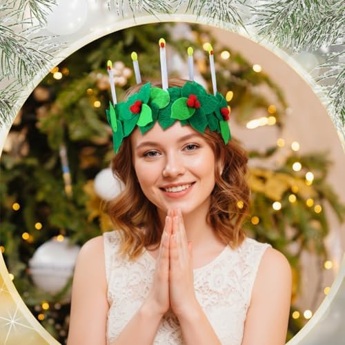 Christmas St. Lucia Crown Candle Felt Headband Sweden St Lucia Krone Queen Sankta for Christmas Gifts Costume