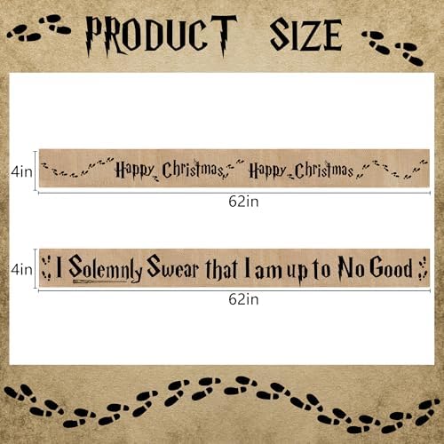 2 Pcs 62''x 4'' Christmas Tree Burlap Ribbon Garland, Wizard Burlap Ribbon Tree Decoration, Xmas Rustic Burlaps Ribbon Decor for Christmas Winding Hanging Home DIY Craft
