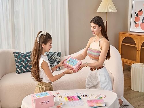 XMZCOLA Clay Beads Charm Bracelet Making kit, 12800pcs Pcs 96 Colors 6mm Flat Spacer HEI shi Beads Kits, Crafts Gifts Set for 2025 Christmas Gifts