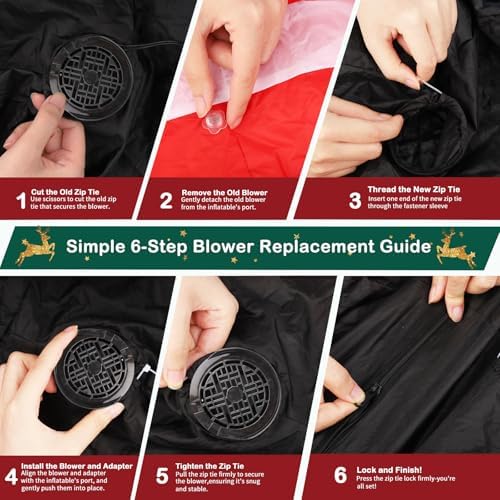 2-Pack Inflatable Fan Replacement, 1.0A Air Fan Blower with 1.25A Adapter and 3 LEDs Bulbs Light Strings for Halloween, Thanksgiving and Christmas Inflatables (IP68 Waterproof, 5.0 * 5.0'')