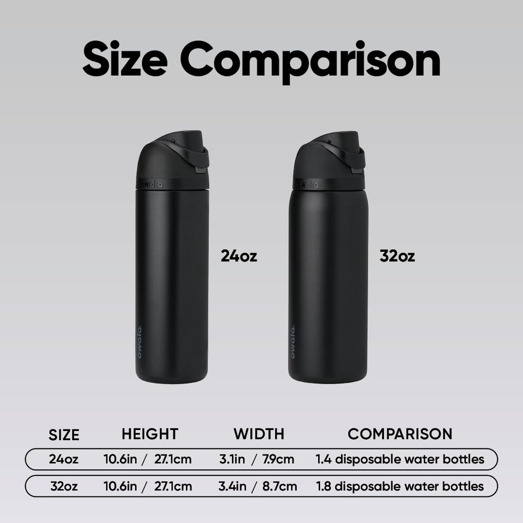 Owala FreeSip Insulated Stainless Steel Water Bottle with Straw, BPA-Free Sports Water Bottle, Great for Travel, 32 Oz, Very, Very Dark