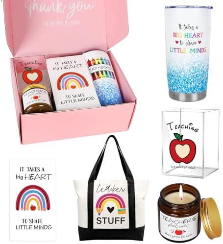 Teacher Appreciation Gifts with 20 OZ Wine Tumbler,Unique Teacher Birthday Gift Set,Thank You Teacher Gifts for Women Men,Christmas Teacher Gifts for Women