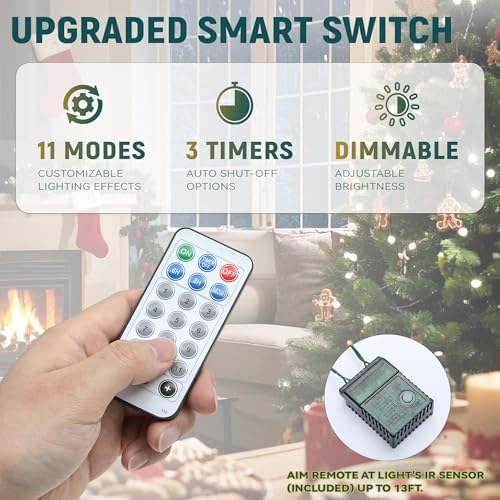 YITAHOME 7.5FT Prelit Slim Fraser Grande Christmas Tree with Remote Control, Artificial Hinged Drooping Pencil Prelit Holiday Christmas Tree w/ 2199 Mixed PE & PVC Tips, 400 Lights & 11 Light Modes