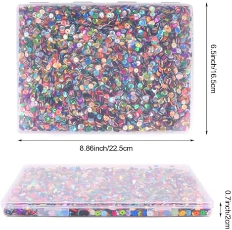 LOMIMOS 30000Pcs 6MM Loose Sequins for Crafts, 24 Colors Rainbow Round Cup Sequins Embroidery Spangles for Christmas Sewing DIY Art Jewelry Making with Storage Box (180 Grams)