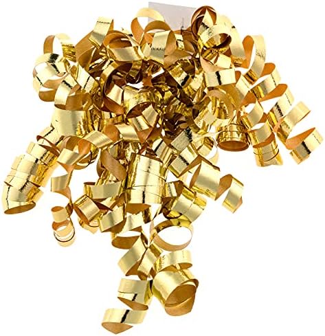WRAPAHOLIC 12-Count Gold Self-Adhesive Curly Bows Gift Wrap Accessory - Perfect for Christmas, Birthday, Holiday, Party Favors Decorations
