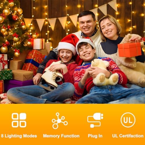 2 Pack Extra-Long 76FT 200 LED Plug in String Lights with Remote & Timer for Wedding Graduation Christmas Garden Tree Patio Porch Party Decorations,Dimmable,Connectable - Warm White