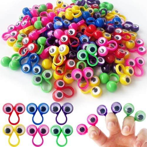 100PCS Eye Finger Puppets,Wiggly Eyeball Finger Puppet Eye On Rings,Eyes Monster Finger Googly Eye Rings for Kids Party Favors,Classroom Rewards,Christmas,Birthday Gift,6 Colors
