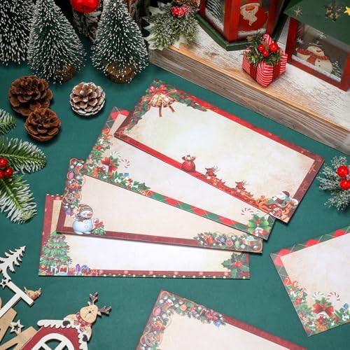 Zhanmai 60 Christmas Envelopes #10 Holiday Xmas Self Adhesive Envelopes for Mailing, Office, Business, Wedding, Birthday, Party, Gift Supplies, 4.13 x 9.53 Inch