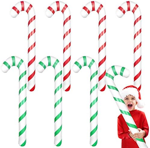 ASTARON 8 Pack 35" Inflatable Christmas Candy Canes for Christmas Decorations, Jumbo Candy Canes for Outdoor Holiday Decorations, Christmas Party Decorations Supplies
