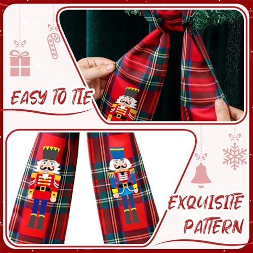 Wreath Sash for Front Door Wreath Satin Sash Blank Sashes Embroidery Monogram Yard Doorway Indoor Outdoor Wall Ribbon Bow Home Decor(Red, Black,Christmas Nutcracker)