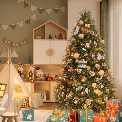 DPDP Personalized Christmas Ornaments 2025 - Family Ornament 2025, Resin Custom Christmas Ornament with Glitter Year, Snowman Xmas Tree Decorations, Customized Names & Text - Family of 5