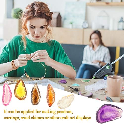 Hicarer 16 Pcs Agate Slices Polished Agate Slices with Holes Irregular Pendants Stone Bulk Drilled Geode Slivers for Christmas Women DIY Craft Gifts Jewelry Making(Mix Colors)