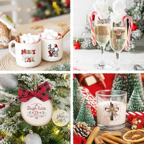 50Pcs Christmas Word Decals Stickers for Crafts UV DTF Merry Christmas Ornament Decals Christ Vinyl Stickers for Ornaments Ball Glass Jars Cups Wood Decor(ho50)