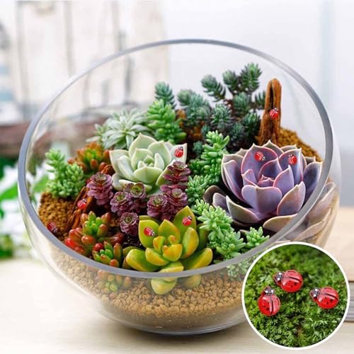 120 Pieces Mini Resin Ladybug, Luminous Tiny Ladybug Miniature Figurines for Fairy Garden Dollhouse Micro Landscape Decor, Micro Resin Animals Gifts for Birthday, Christmas, Party