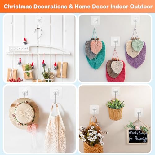 Wreath Hangers for Front Door, 6 Pack Large Wreath Door Hanger for Easter Christmas Halloween-Decorations, Heavy Duty Over-The-Door-Hooks, Adhesive-Wall-Hooks for Garland Home-Decor Inside Outside