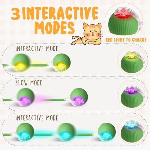 6 Pack Interactive Cat Ball Toy 360° Automatic New Interactive Rolling Ball Rechargeable for Christmas Indoor Cat Dog Gifts Exercise Electric Self Rolling Toy Large and Small Puppy Kitten