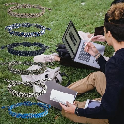 12 pcs Braided Friendship Bracelets for Teen Boys Adjustable Paracord Bracelets Handmade Goody Bag Stuffers Easter Basket Filler Tween Teenager Birthday Christmas Camping Party Favors