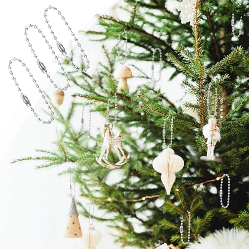 Yuntop 200 Pcs Silver 3.9 Inch / 10 cm Stainless Steel Ball Bead Chain with Locking Clasp for Jewelry Making, DIY Crafts, Hanging Christmas Decoration