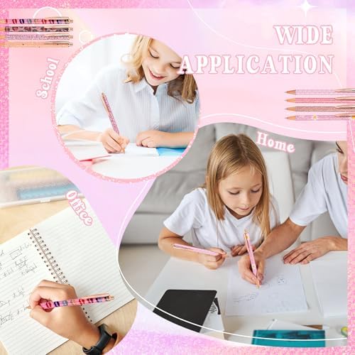 WY WENYUAN 8 Pcs Pink Sparkly Pens for Women - Cute Glitter Ballpoint Pens with 10 Refills, Elegant Girl Pens for Office, School, Christmas & Graduation Gifts (Pink Shimmering)