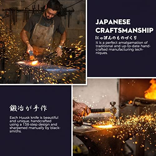 Huusk Chef Knives, Upgraded Viking Knife with Sheath Hand Forged Butcher Knife for Meat Cutting, Sharp Meat Cleaver for Kitchen and Outdoor, Thanksgiving Christmas Gifts