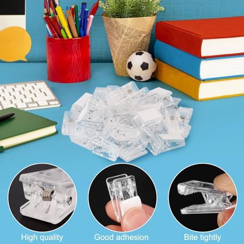 50 Pcs Self Adhesive Clips,Wall Clips for Hanging,Sticky Clips Tapestry Clips Photo Picture Poster Clips Plastic Spring Clips Hanging for Paper Tapestry Hangers Home and Office Christmas Decor(Clear)