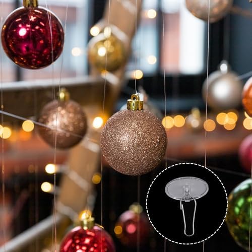 100 Pack Adhesive Removable Transparent Wall Hanger with Hooks, 0.79' Small Disc Sticky Ceiling Hooks for Festival Wedding Halloween Christmas Party Decor